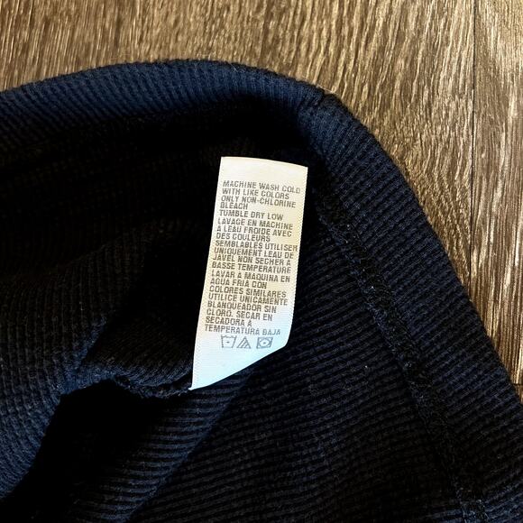 EUC James Perse Thermal Long Sleeve Maxi Dress Black Cotton Scoop Neck Rib Knit - Picture 12 of 16